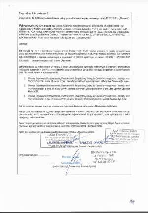 AXA FRANCE VIE - pełnomocnictwo z dn. 01.01.2019