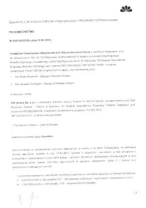 Compensa TU SA VIG -pełnomocnictwo nr 85_P_AO_2016 z dn.30.09.2016