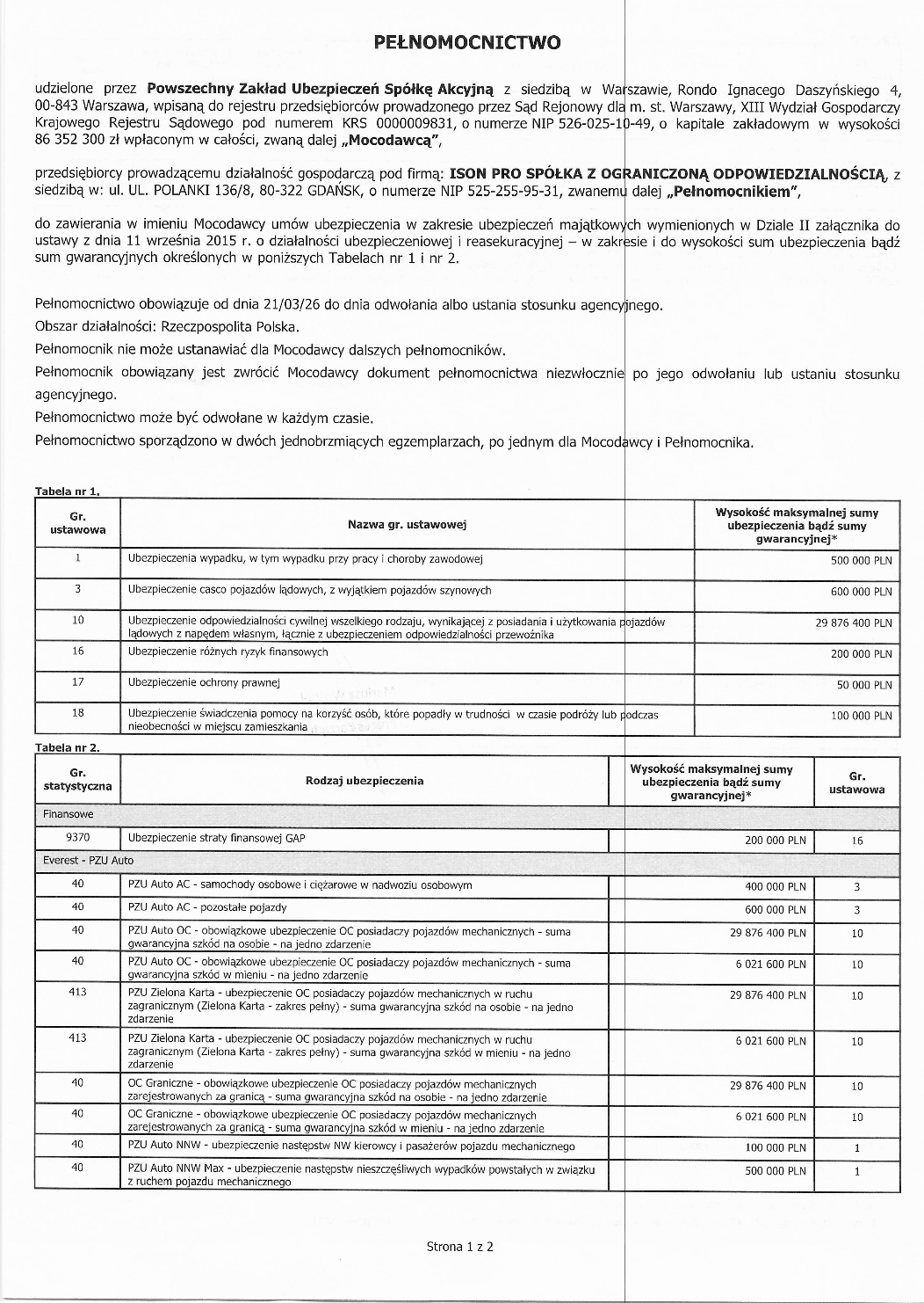 PZU
      SA - pełnomocnictwo z dn. 21.01.2023