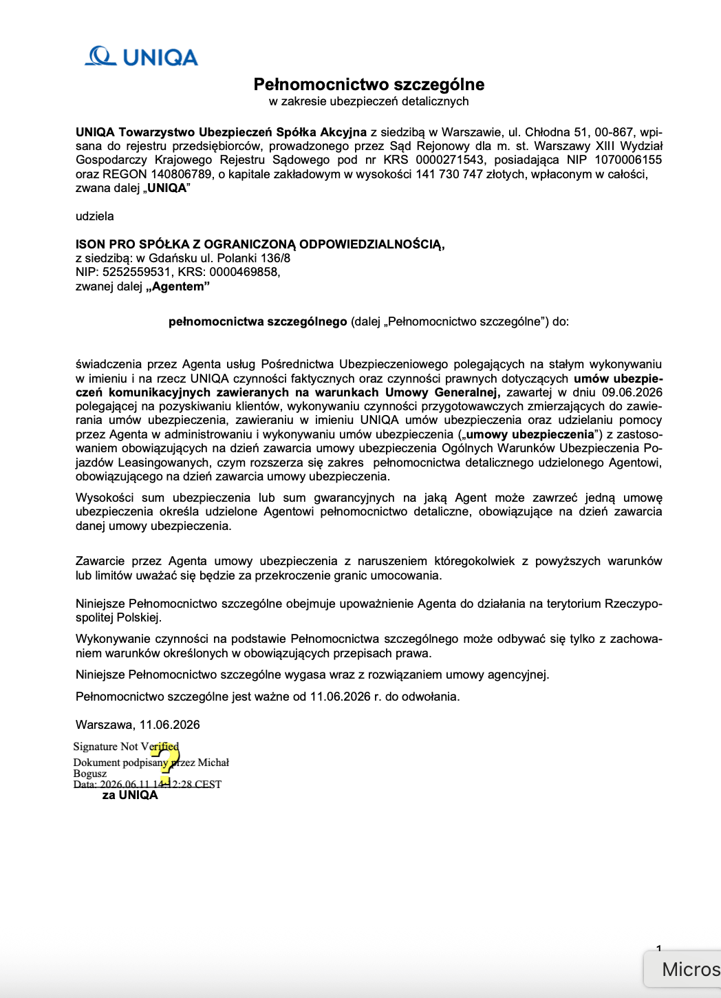Uniqa-TU-S.A.-pelnomocnictwo-szczegolne-ISON-Pro-11.06.2026